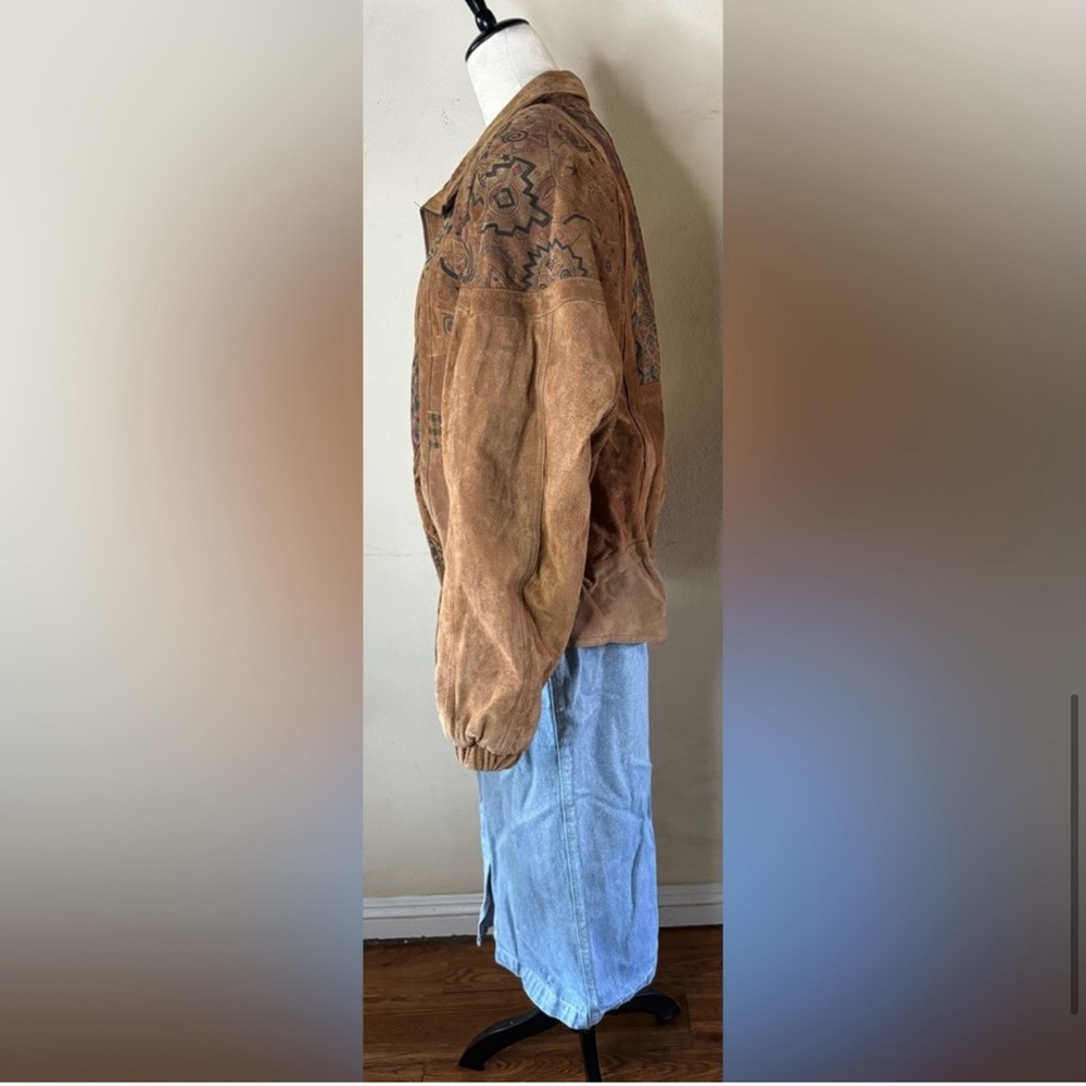 Brown Patterned Bomber Jacket - image 9